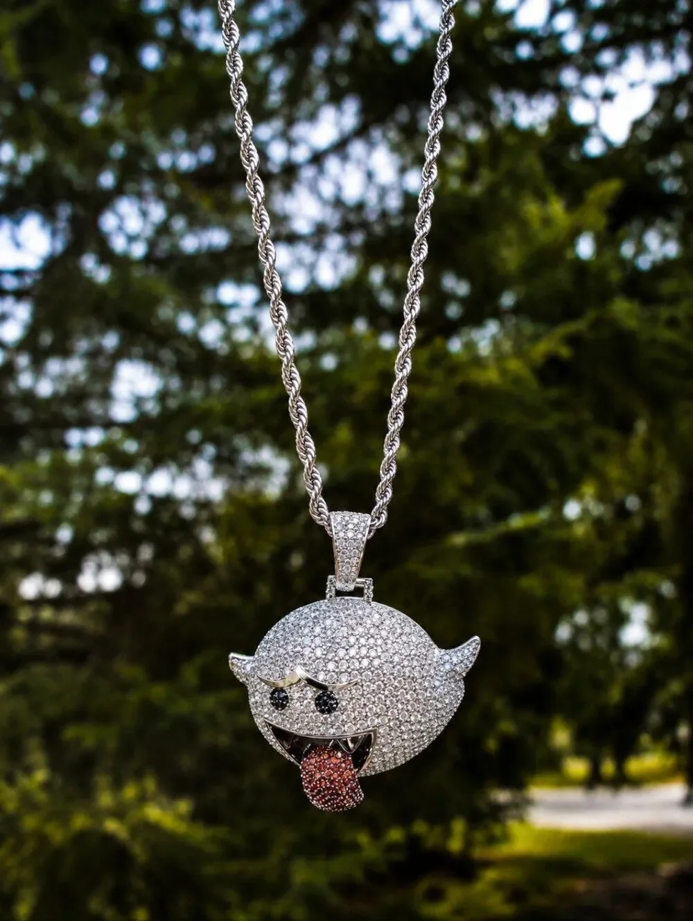Mario Ghost Pendant with Rope Necklace